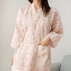 Women's Floral Pattern Cotton Bathrobe — lifestyle shot