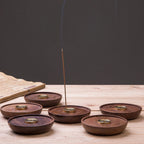 Round Wood and Copper Incense Holder — main product photo