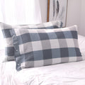 Checked & Striped Cotton Pillowcase — alternate angle view