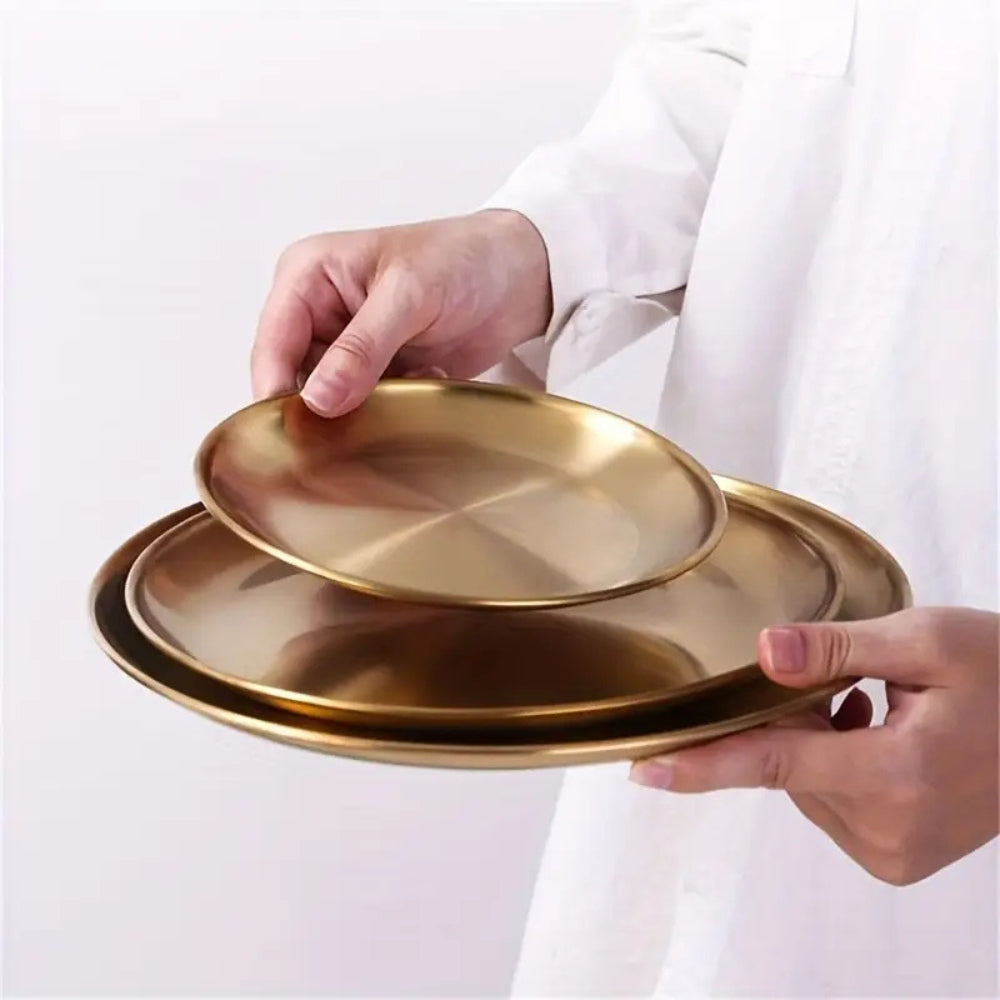 Lustrous Golden Stainless Steel Serving Plates — main product photo