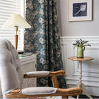 Navy Floral Tassel Curtains — lifestyle shot