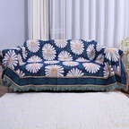 Bohemian Shiragiku Tassel Cotton Knit Blanket — product feature detail