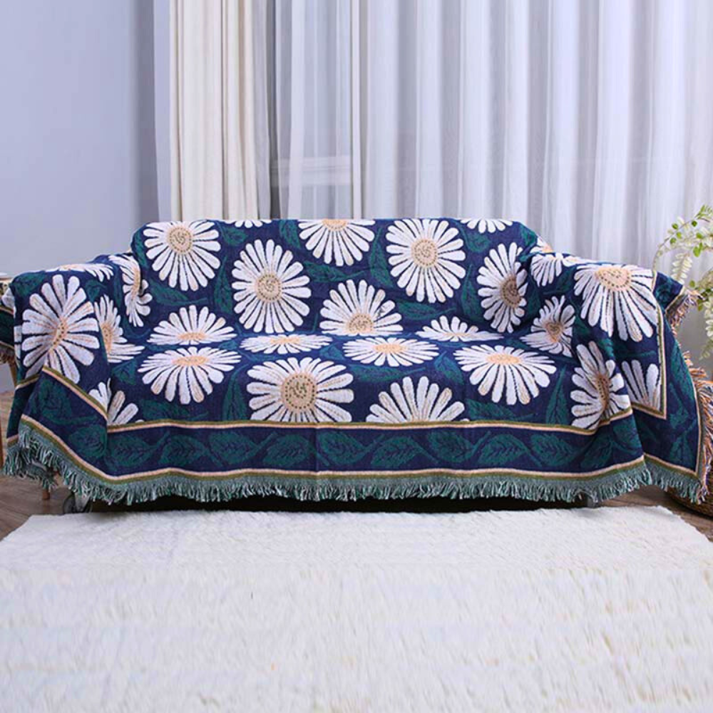 Bohemian Shiragiku Tassel Cotton Knit Blanket — product feature detail