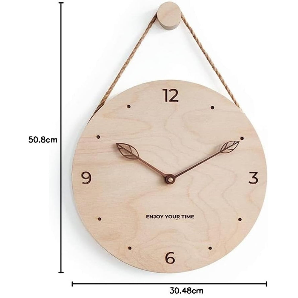 Minimalist Rope Wood Wall Clock — lifestyle shot