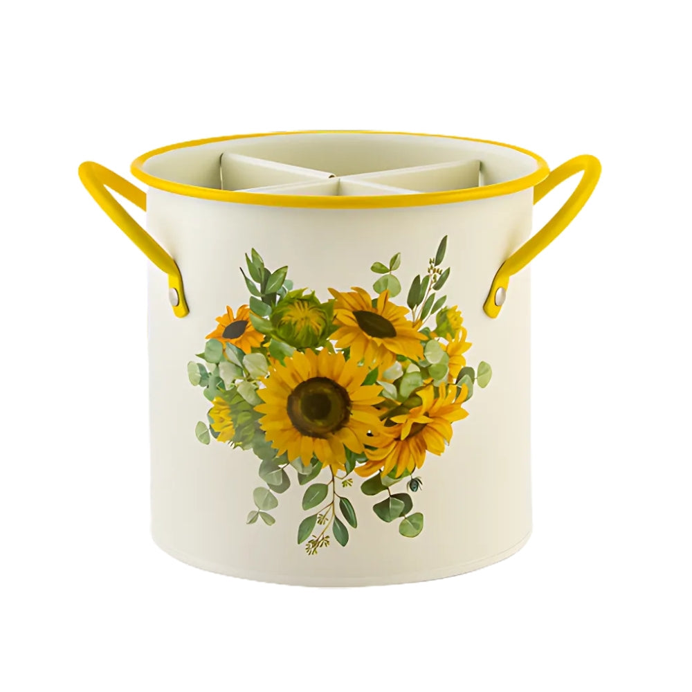 Floral Utensil Storage Basket with Divider Lid — material texture close-up