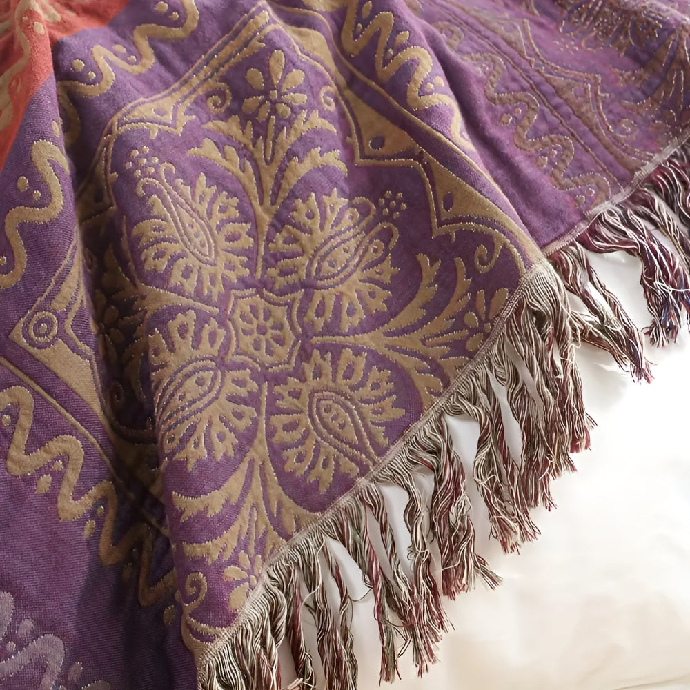 Mandala Tassel Throw Blanket — size and scale reference