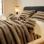 Ruched Faux Rabbit Fur Blanket — alternate angle view