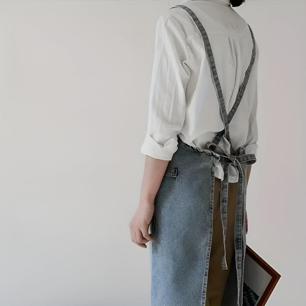Premium Denim Apron — lifestyle shot
