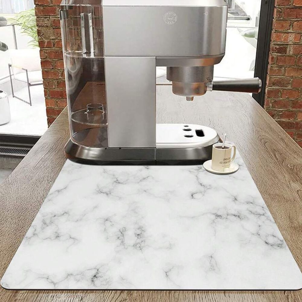 Marble Print Dish Drying Mat — product in use