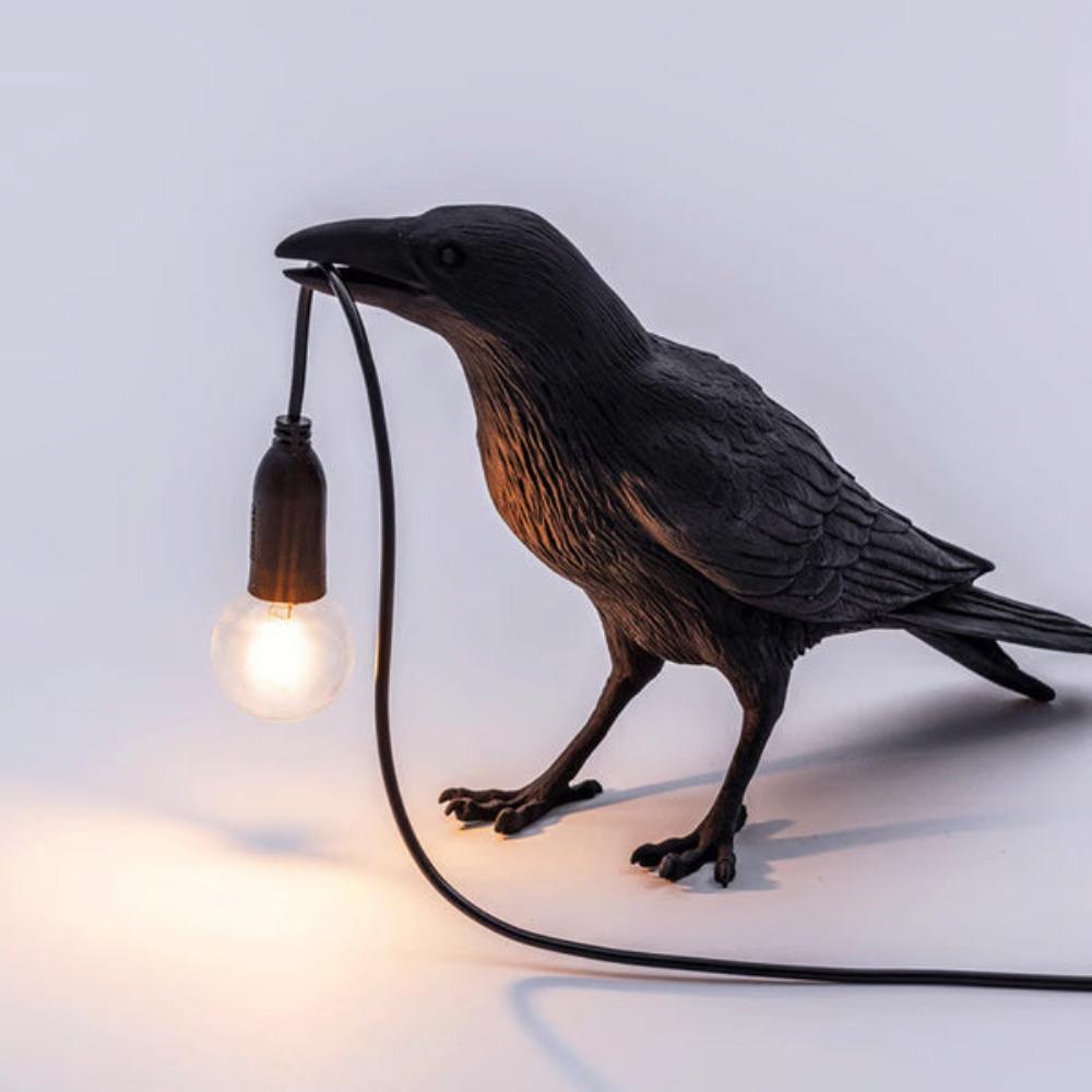 Gothic Halloween Crow Lamp — product close-up