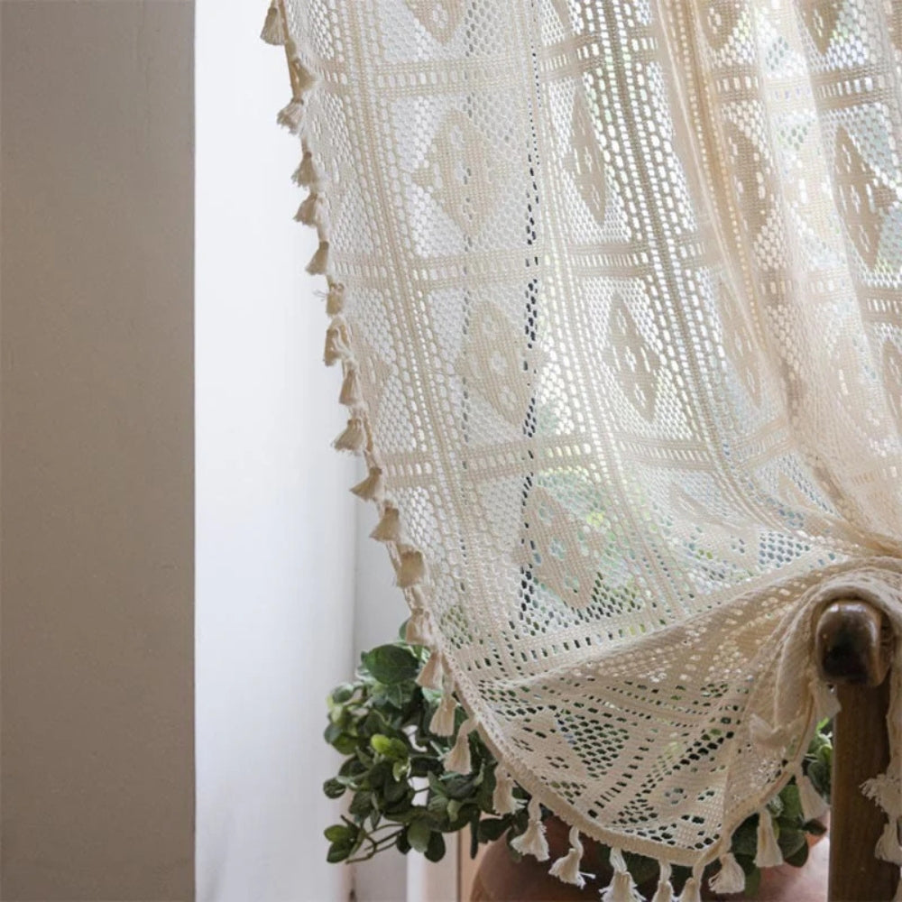 Rhombus Plaid Diamond Pattern Curtain — product in use