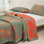 Ginkgo Orange Leaf Floral Pattern Coverlet — product close-up