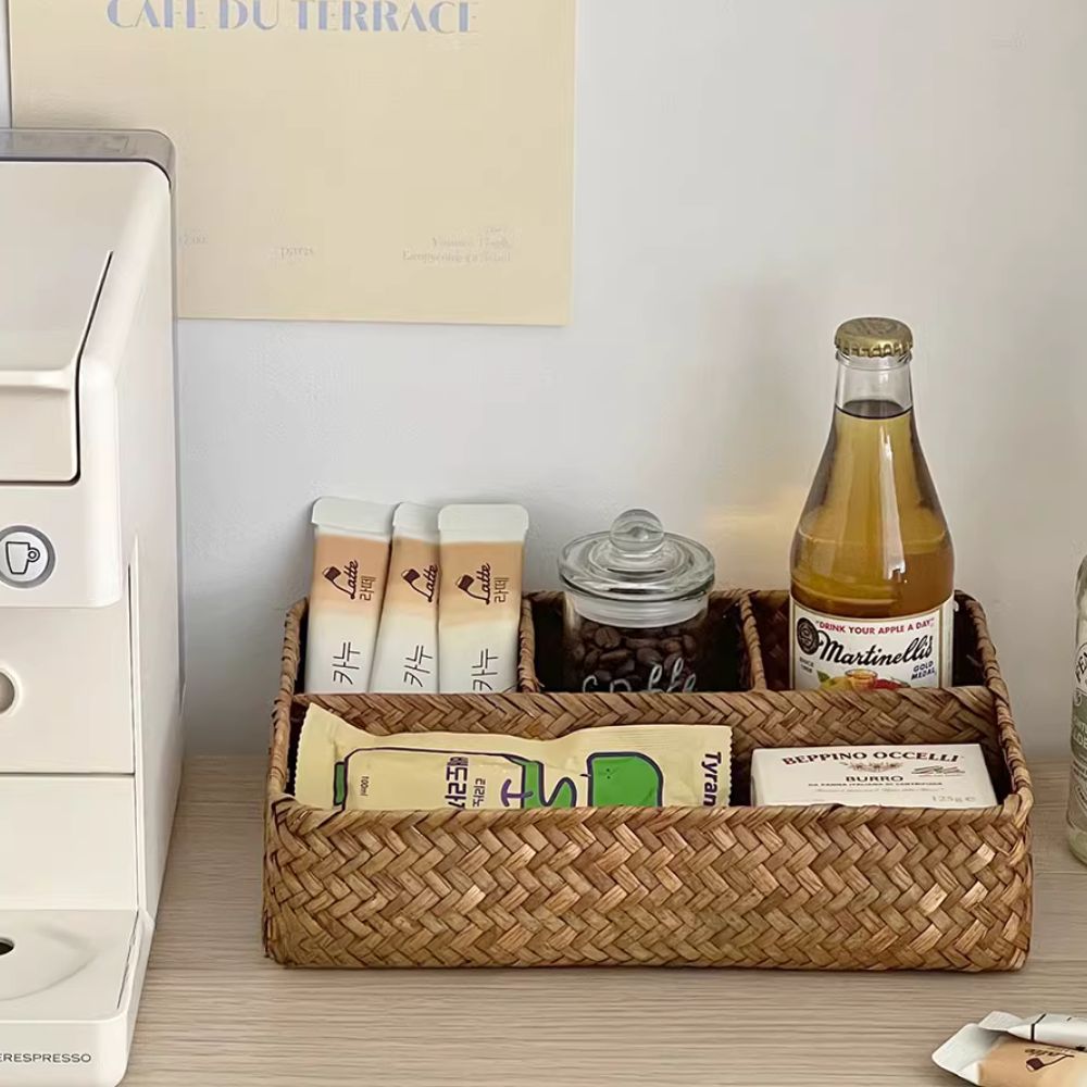 Nature Nest Rattan Organiser — product in use