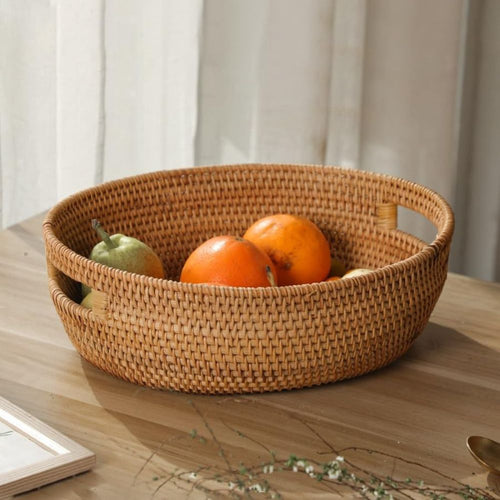 Artisanal Woven Rattan Oval Tray — product detail view