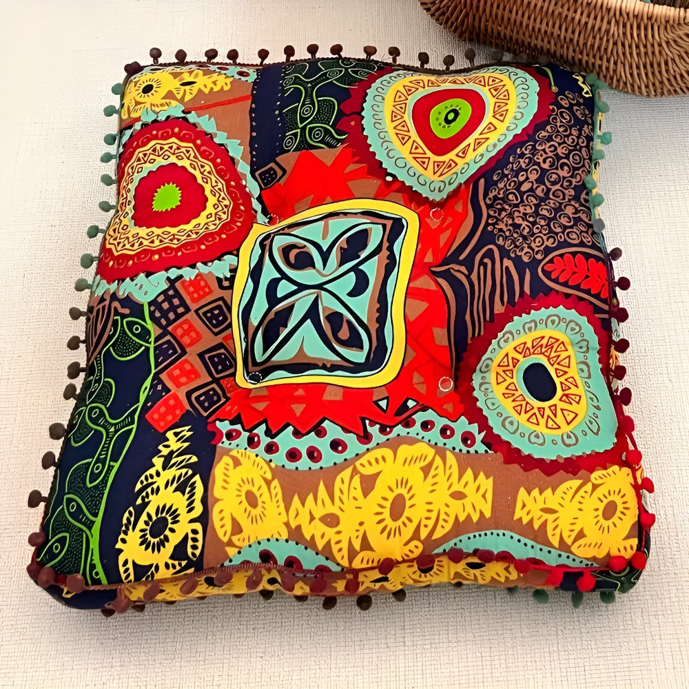 Boho Style Square Floor Cushion — lifestyle shot