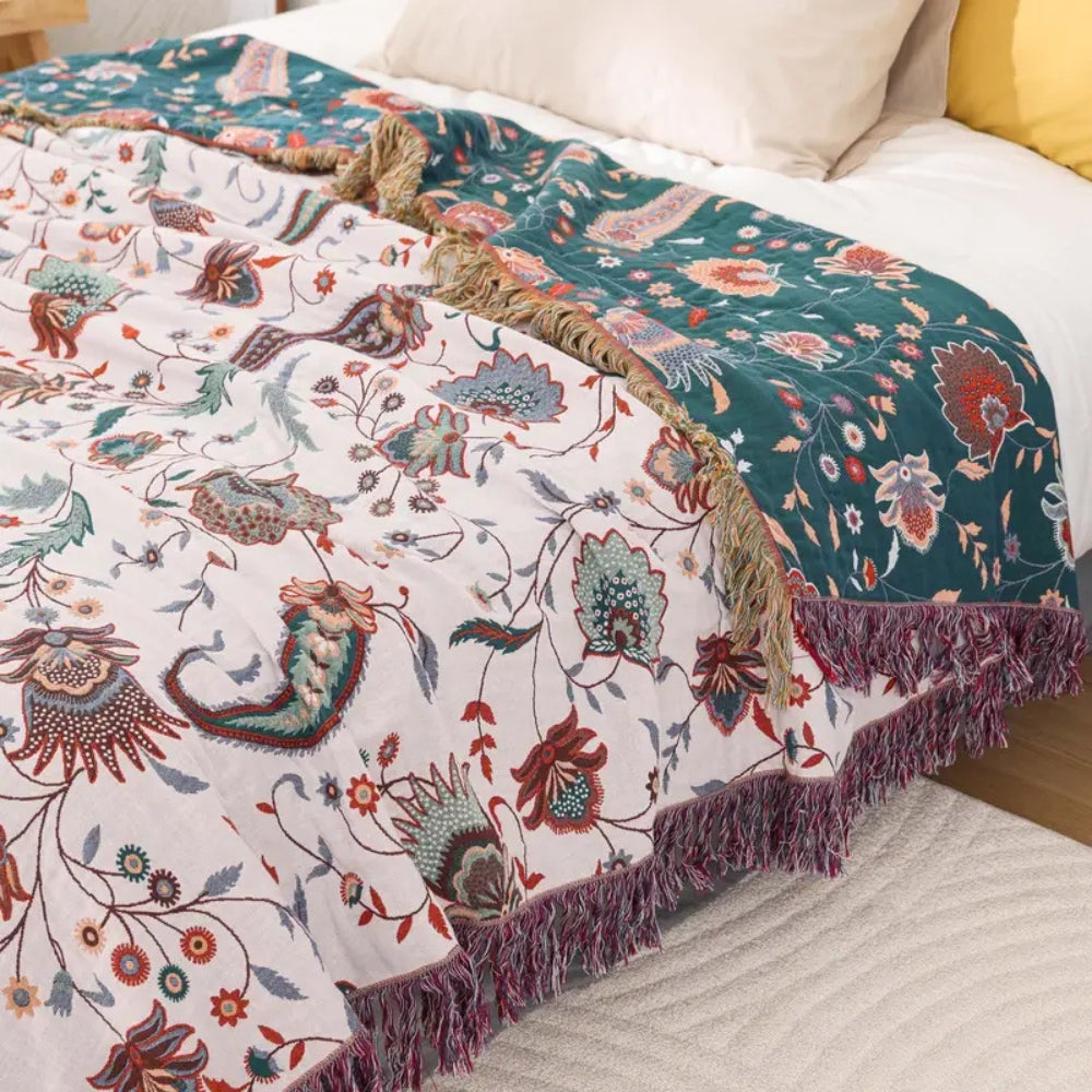 Liora Vintage Reversible Soft Blanket — lifestyle shot