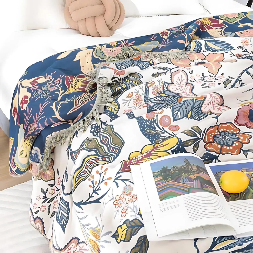 Reversible Floral Cotton Throw — view 6