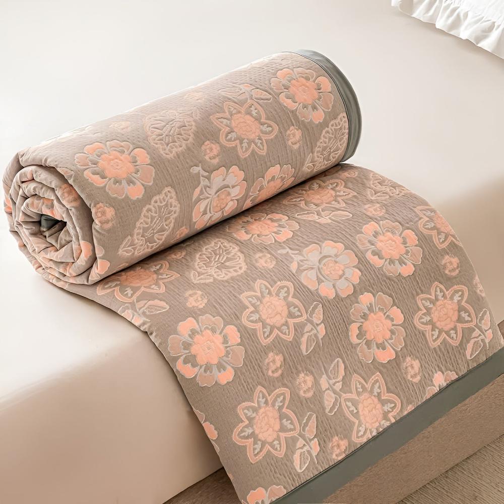 Retro Flower Summer Cotton Gauze Coverlet — product close-up