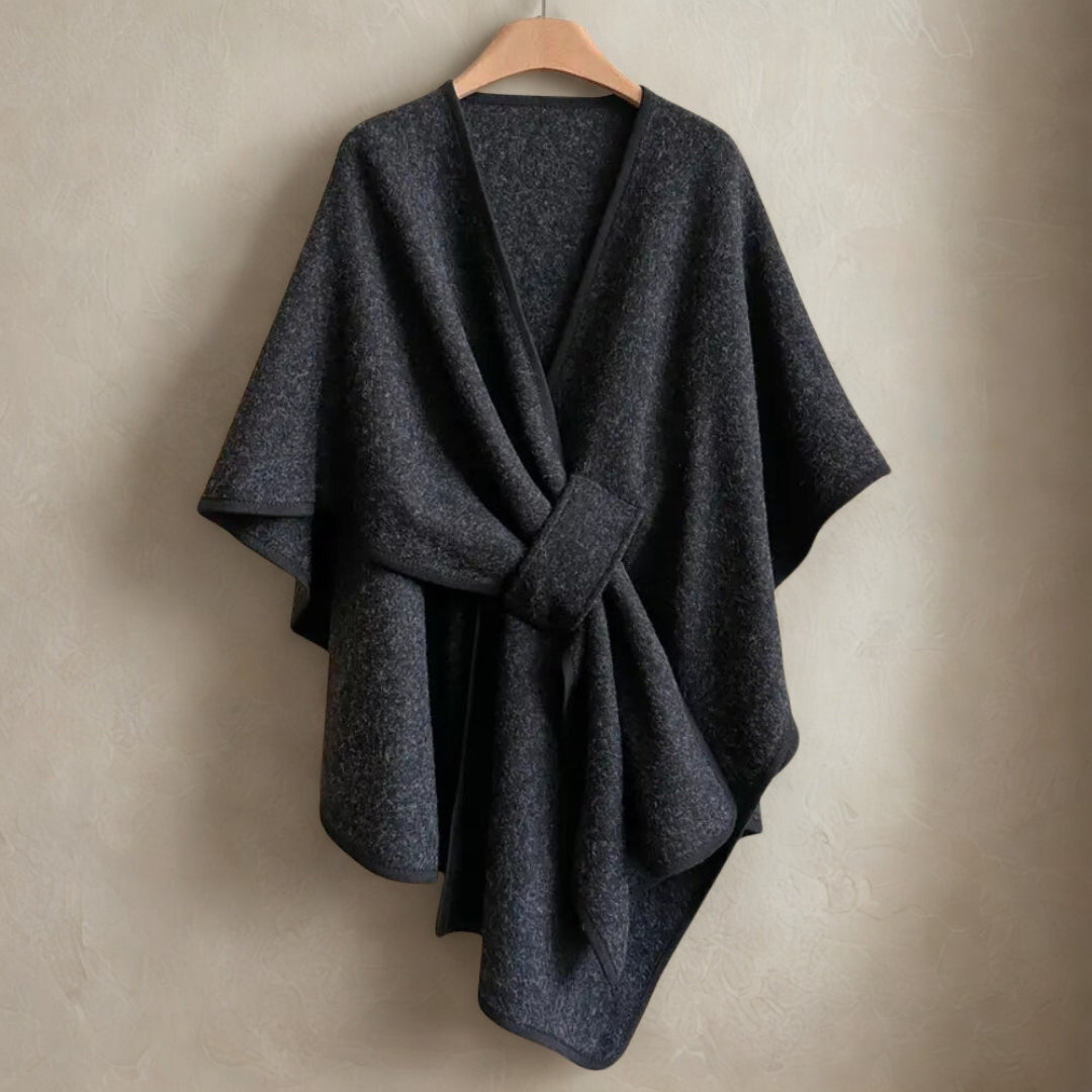 Luxurious Poncho Windproof Shawl Coat — material texture close-up