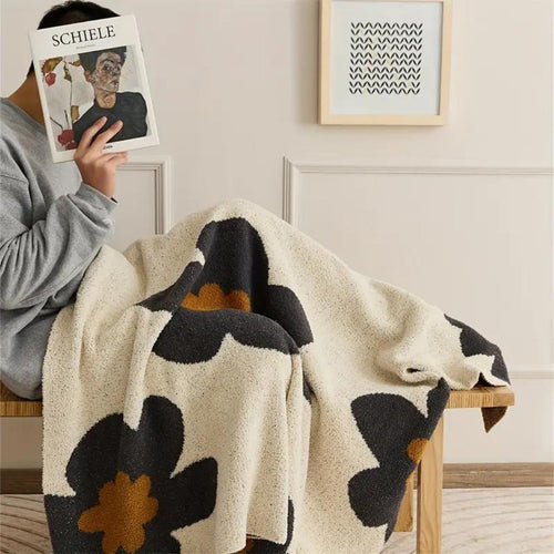 Aurora Bloom | Floral Knitted Blanket — main product photo