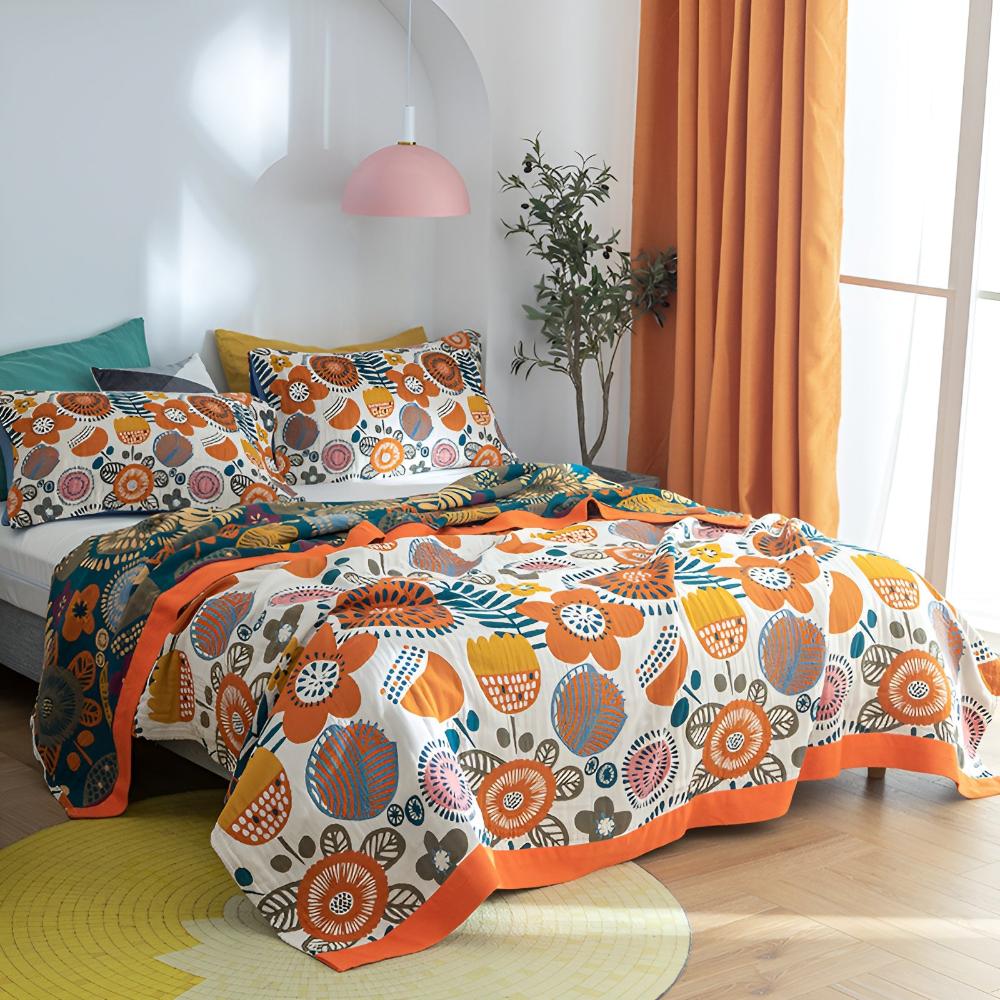 Boho Cartoon Flower Blanket — alternate angle view