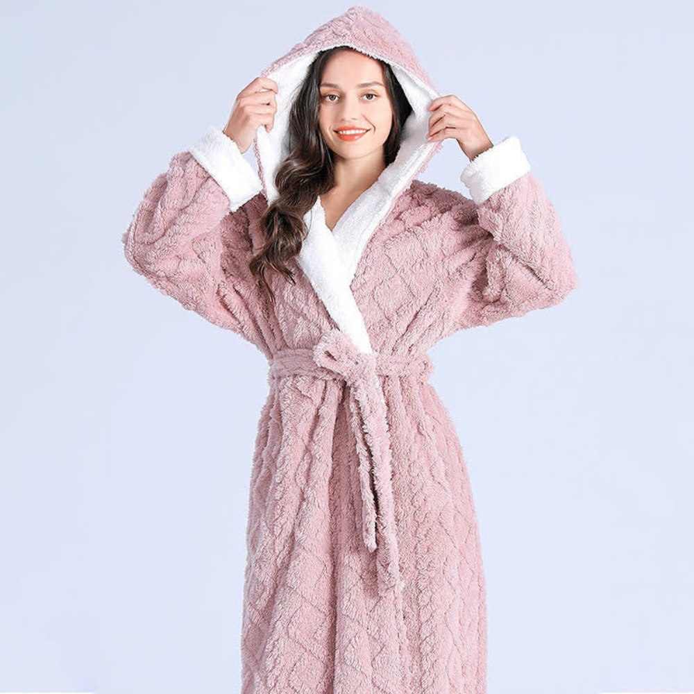 Plush Long Hooded Robe — lifestyle shot