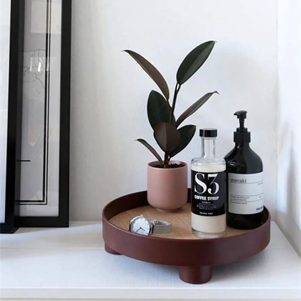 Modern Round Wooden Barbara Tray — product detail view