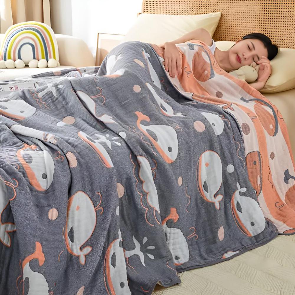 Ocean Dreams Whale Cotton Blanket — main product photo