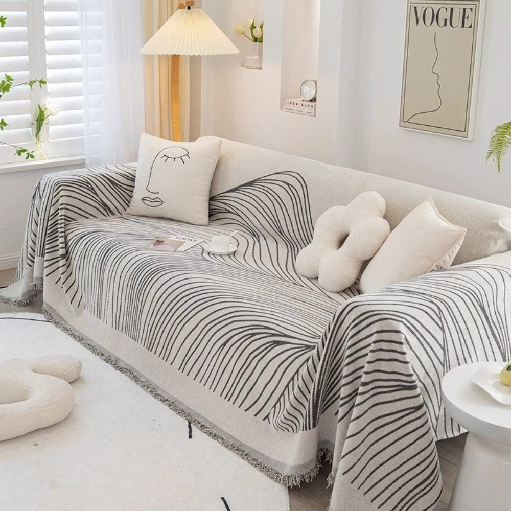 Calista Wave Chenille Sofa Cover — product detail view