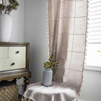 Tassel Plaid Curtain Semi Blackout Drapes — product feature detail