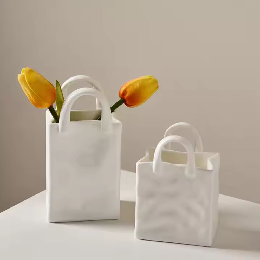 Tote-Style Ceramic Vase — lifestyle shot