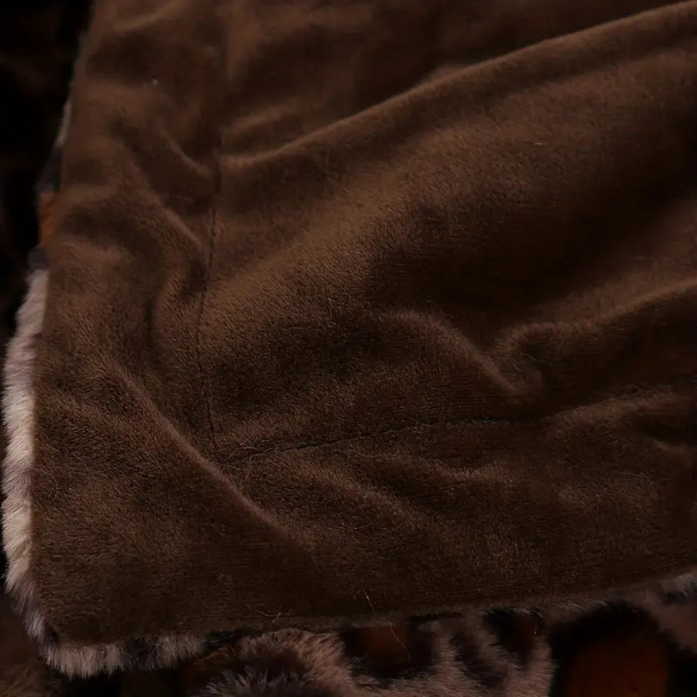 Wild Elegance Leopard Print Blanket — product in use