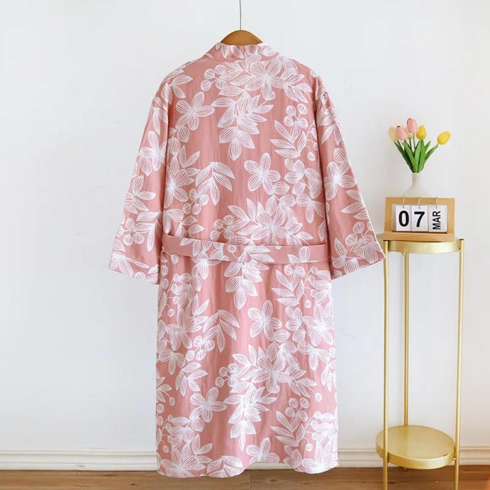 Floral Breeze Kimono Robe — lifestyle shot