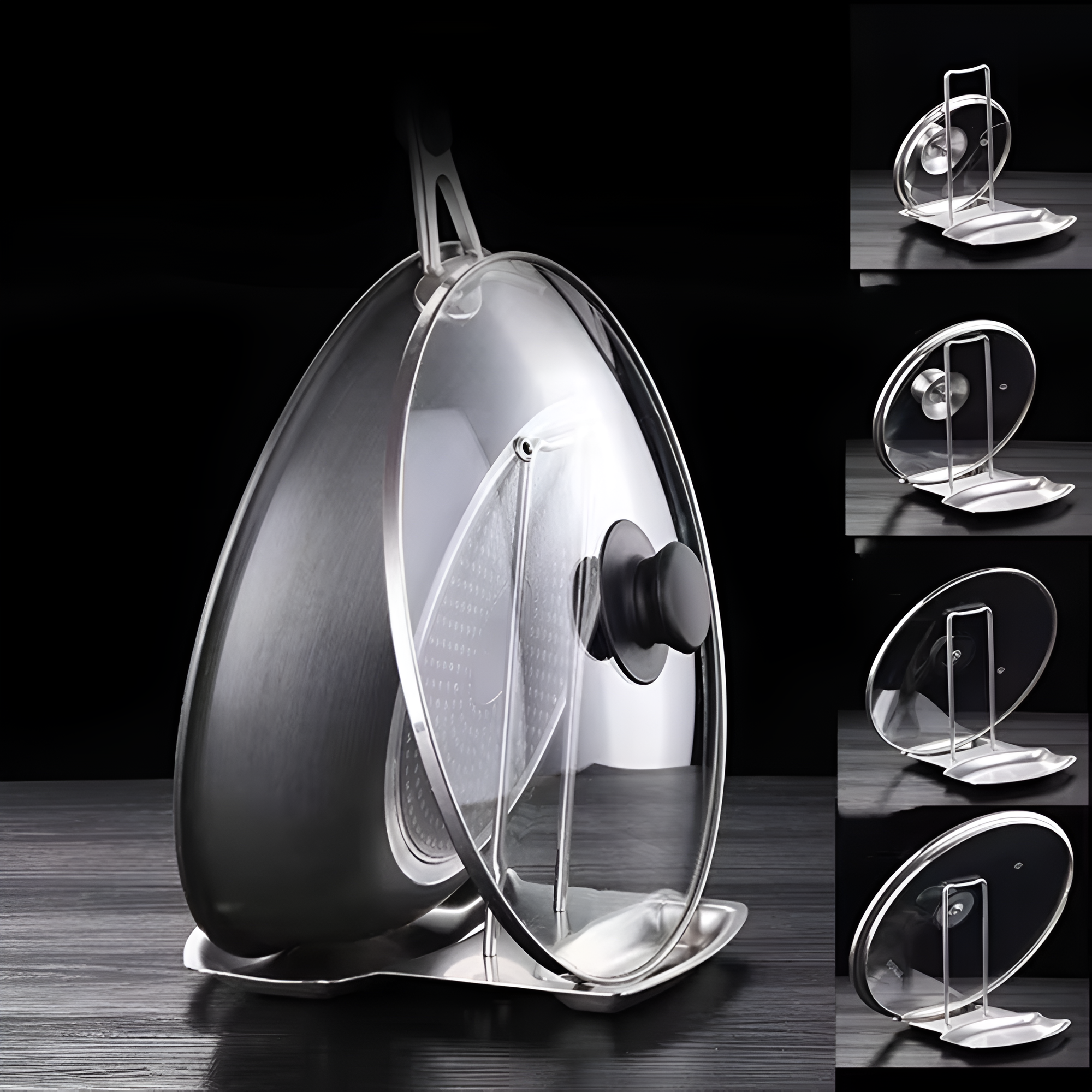 Sleek Pot Lid Holder Rack — product in use