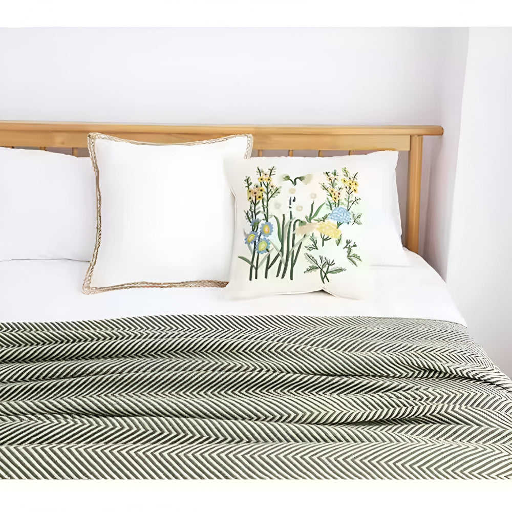 Herringbone Tassel Knit Blanket — product close-up