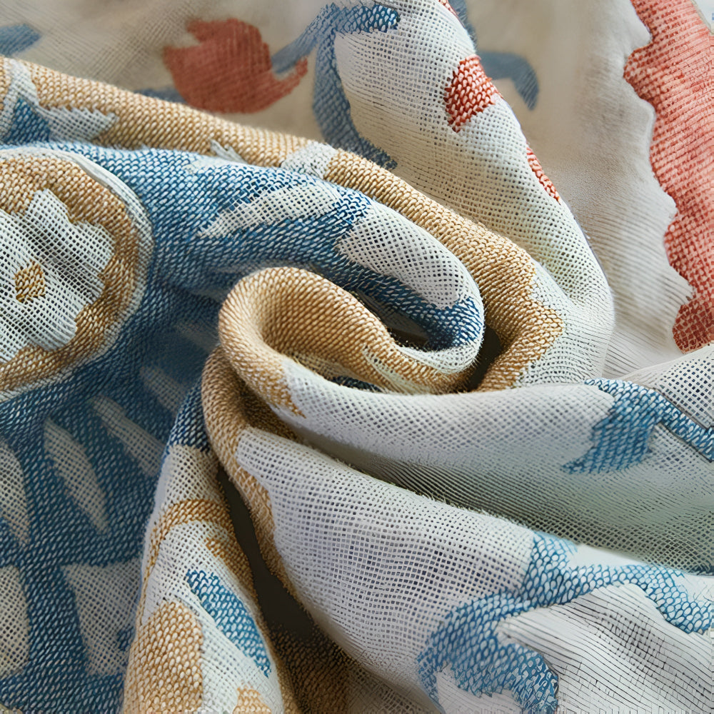 Rustic Floral Cotton Reversible Blanket — lifestyle shot