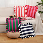 Retro Striped Ruffle Cushion Cover — main product photo
