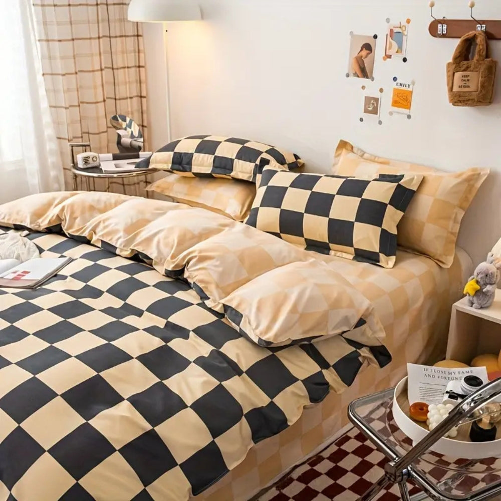 Chateau Checkered Bedding Set | 3pcs Set — product in use