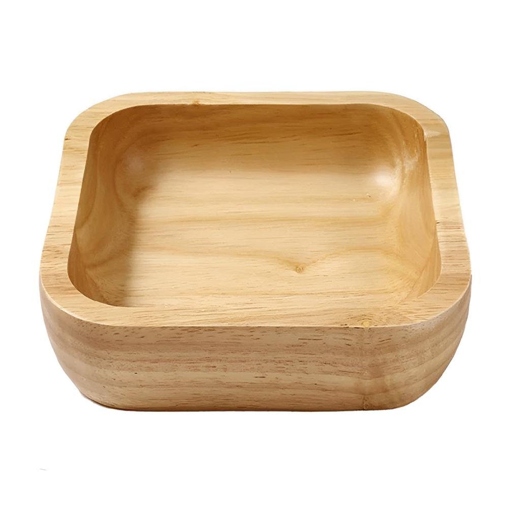 Natural Wood Square Bowl — size and scale reference