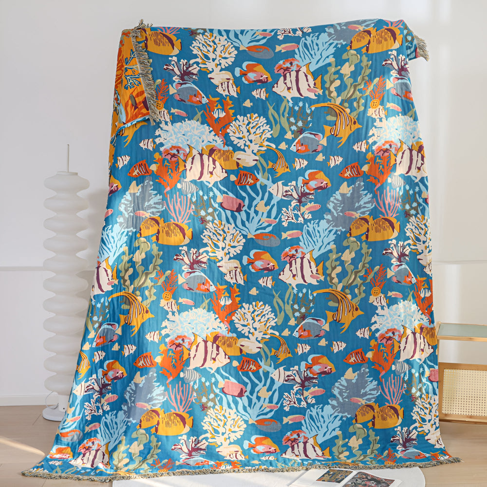 Underwater Coral Cotton Blanket — alternate angle view