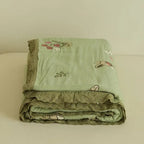 Embroidered Bunny Floral Cotton Blanket — alternate angle view