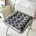 Fuzzy Checkered Fur Padded Cushion — alternate angle view