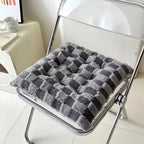 Fuzzy Checkered Fur Padded Cushion — alternate angle view