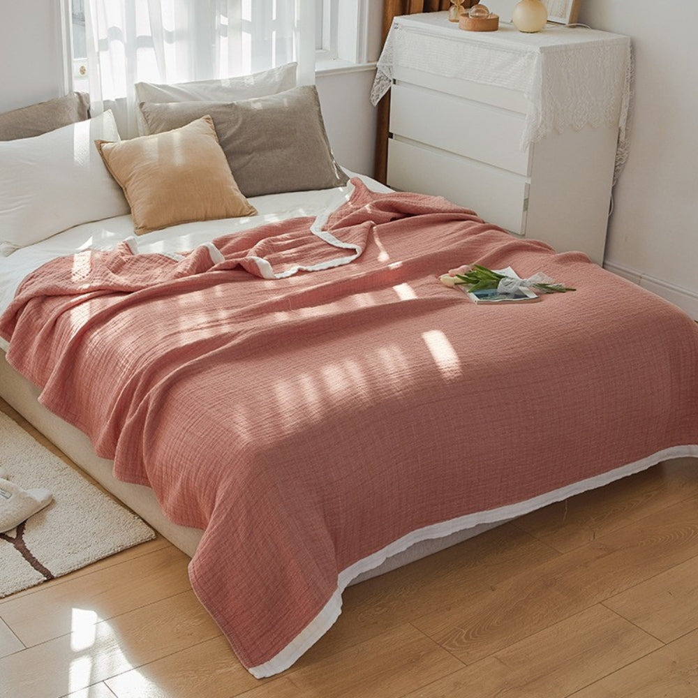 Deluxe Muslin Cotton Multi-Layer Blanket — product in use