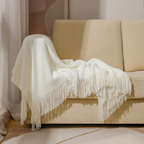 Chunky Knit Tassel Blanket — alternate angle view