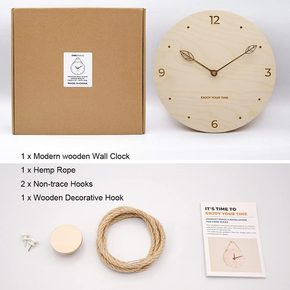 Minimalist Rope Wood Wall Clock — product feature detail