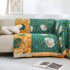 Green Botanical Bloom Cotton Blanket — product feature detail