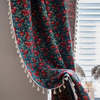 Cherry Bloom Botanical Tassel Curtain — product in use