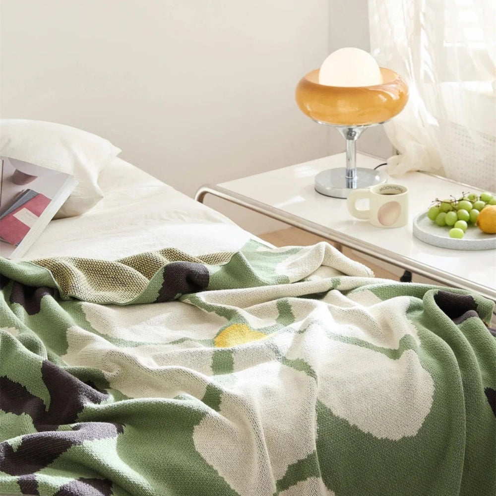 Scandinavian Bold Floral Print Blanket — material texture close-up