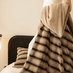 Ruched Faux Rabbit Fur Blanket — additional view